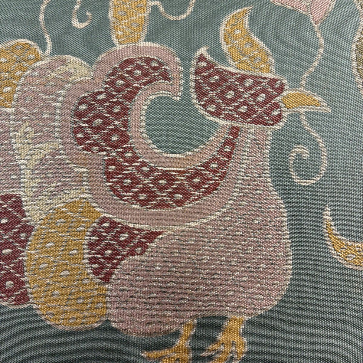 袋帯 秀品 鳥 草花 箔 灰緑 全通 正絹 【中古】 - メルカリ