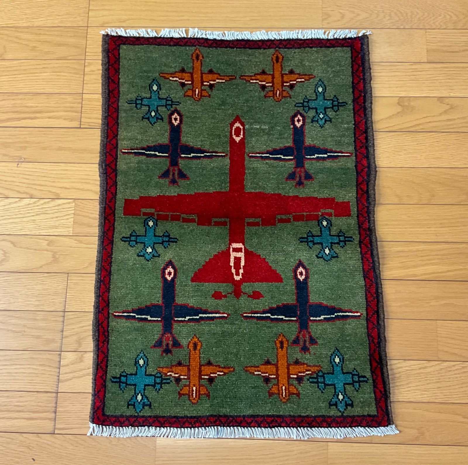 美品 手織り絨毯 トルクメン ウォーラグ アフガニスタン産 エア