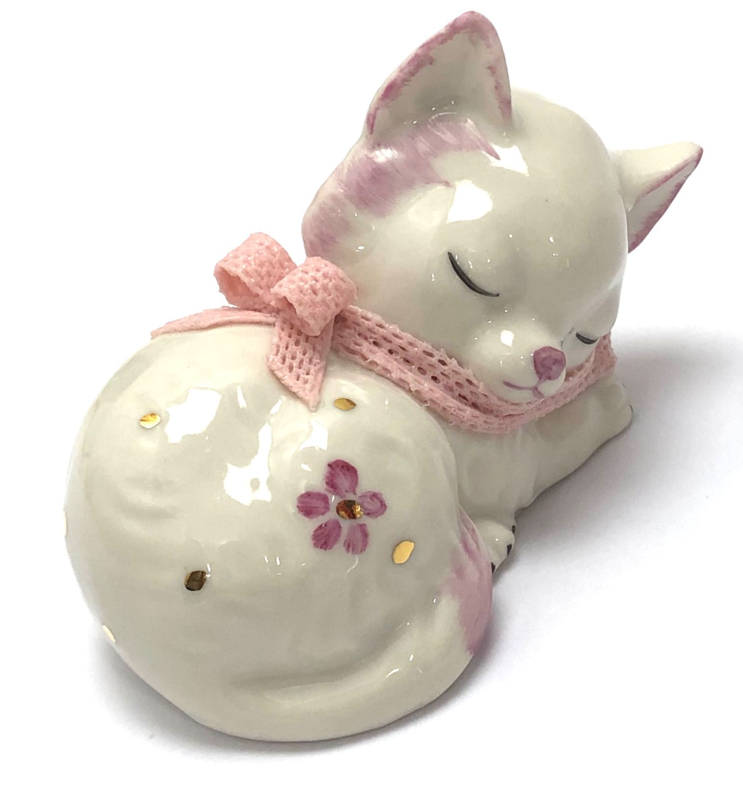 希少 美品 アイリッシュドレスデン 猫 フィギュリン アンティーク