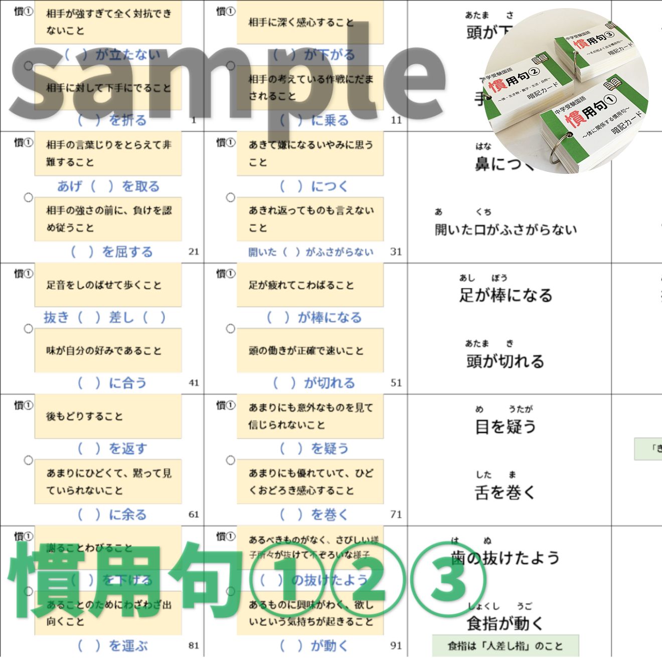 ☆【069】中学受験国語 重要語句カードセット 四字熟語・慣用句