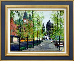 真作」作者不明 風景画 油彩画 額装 サイン有り SM号 真作」作者不明