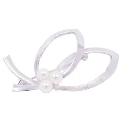 MIKIMOTO ミキモト リーフモチーフ ブローチ シルバー/パール3粒【い