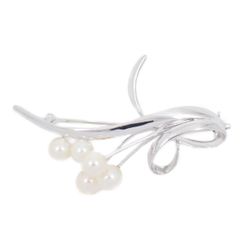 MIKIMOTO ミキモト リーフモチーフ ブローチ シルバー/パール3粒【い