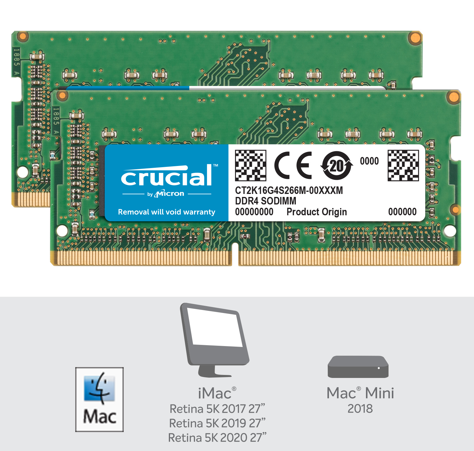 Crucial 32GB Kit (16GBx2) DDR4-2666 SODIMM for Mac | CT2K16G4S266M