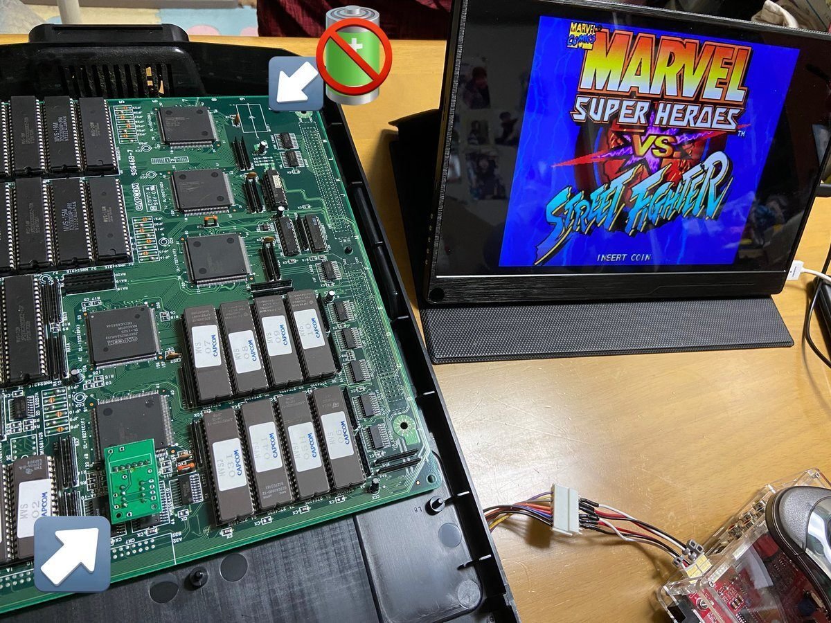 CPicS2」を使ってカプコンのアーケードゲーム基板「CPS2」を電池レス化
