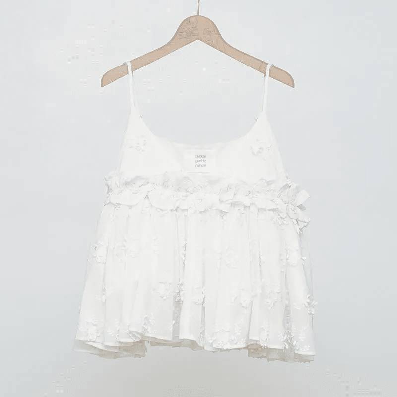 デニム映えトップス【 crinkle crinkle crinkle】3D embroidery