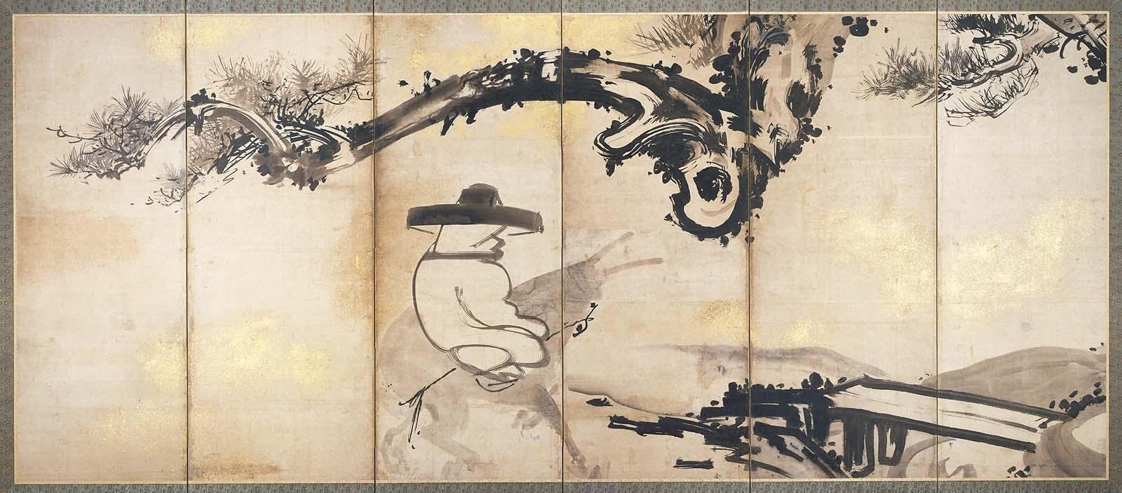 ☆古美術！ 曾我蕭白(曽我蕭白) 朱印 [ 暉一 ] 鷹と蘭図 ☆古美術！ 曾