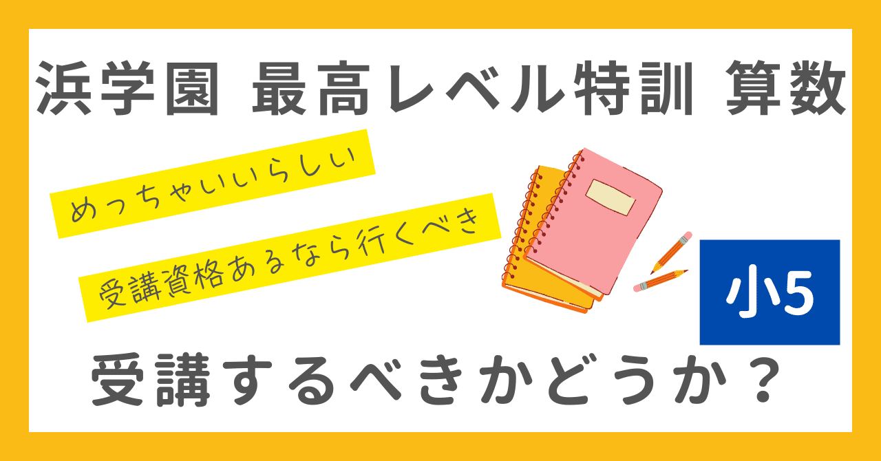浜学園最高レベル特訓算数。これは受講すべきものなのだろうか？ネット