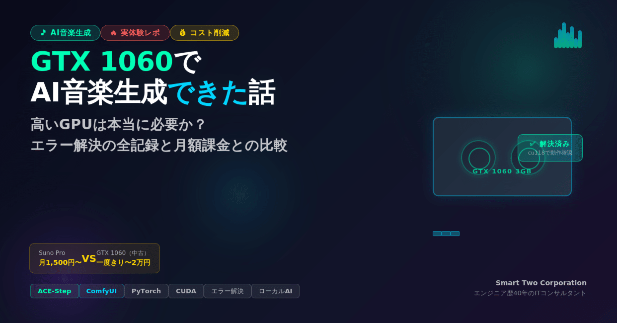 GTX 1060でAI音楽生成できた話 — 高いGPUは本当に必要か？｜東京PC