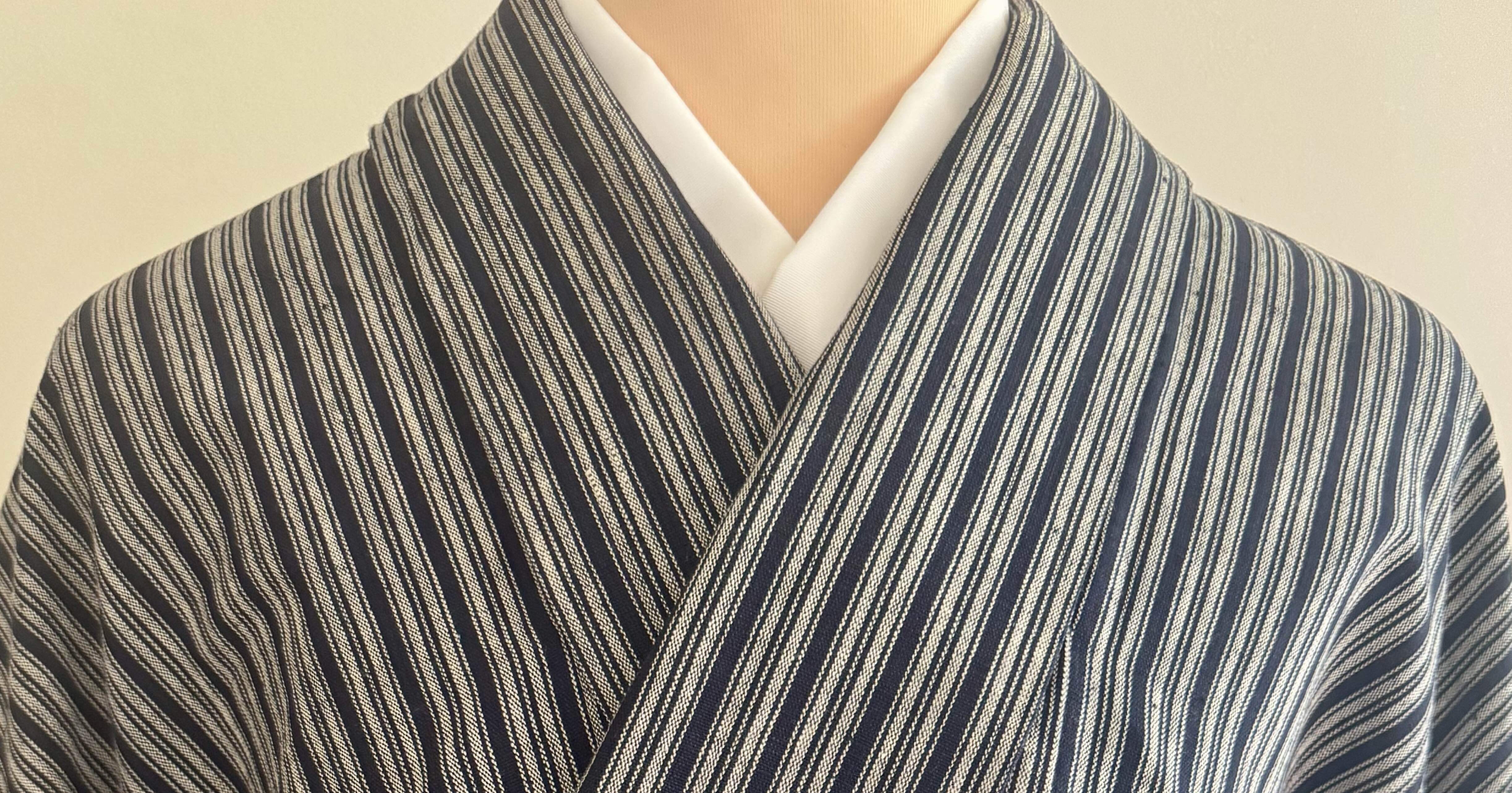 浦野理一木綿縞柄着物｜夢吉きもの