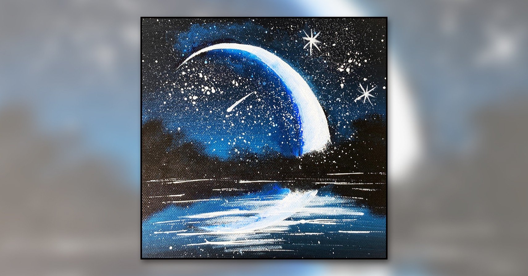 月で眠る 」 art インテリアデザイン アクリル画 月で眠る 」 art