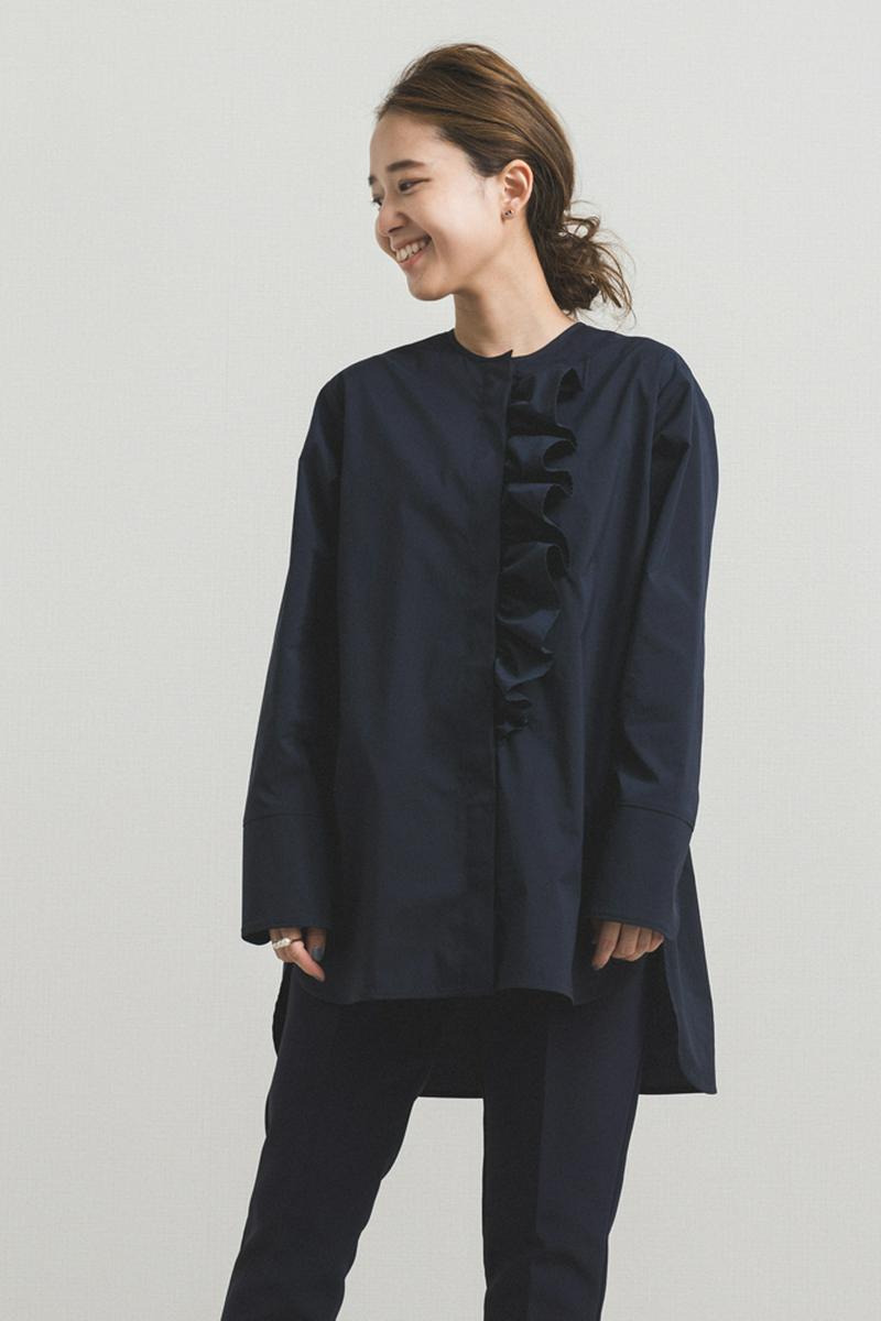 yori(ヨリ)の「【2020AW】ノーカラーフリルシャツ」 - PARTE