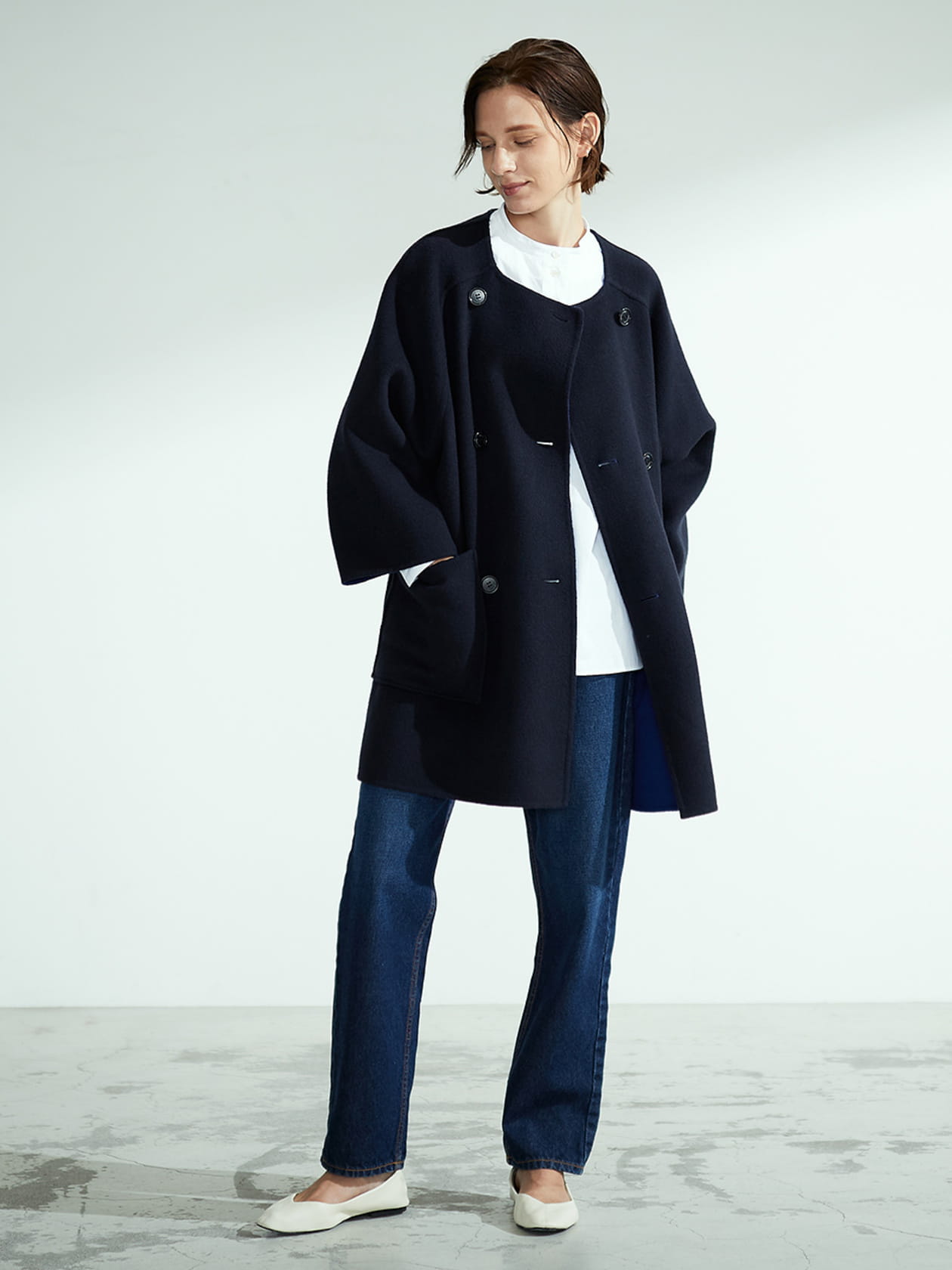 AQW】バイカラーダブルフェイスショートコート