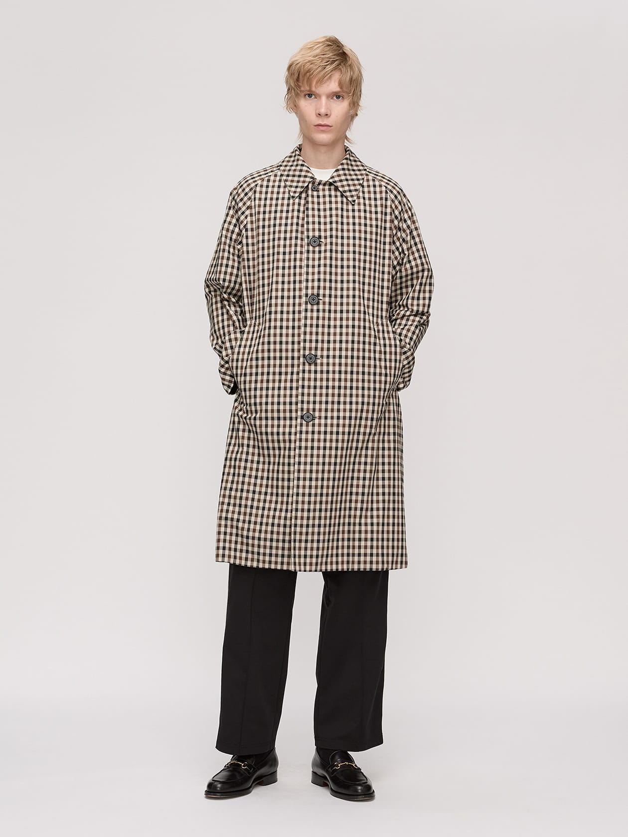 ホワイトレーベルチェック リバーシブルコート
