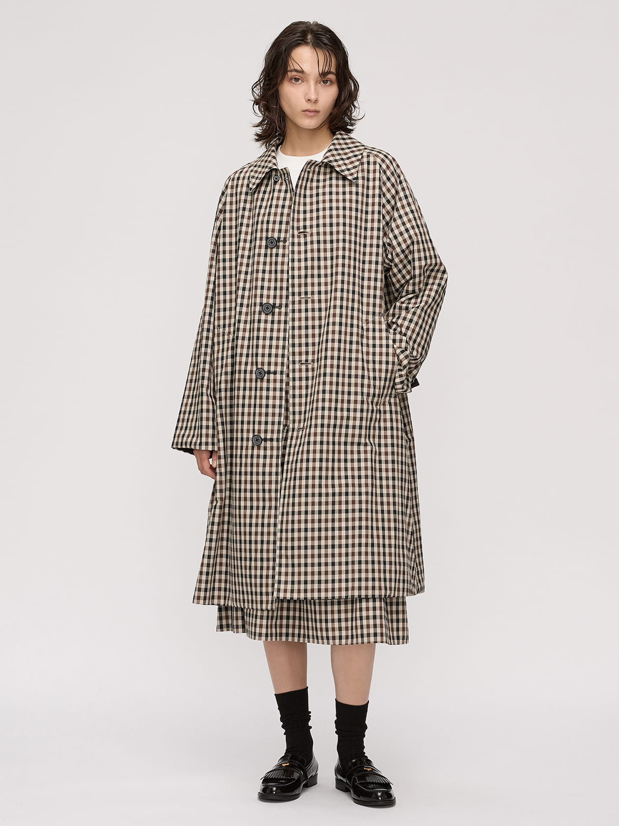 ホワイトレーベルチェック リバーシブルコート