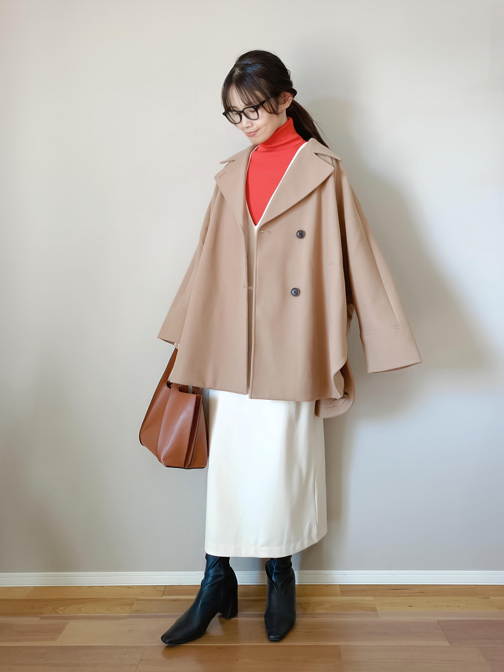 コージーメルトンケープコートZ+E」の着用コーディネート| ジーユー