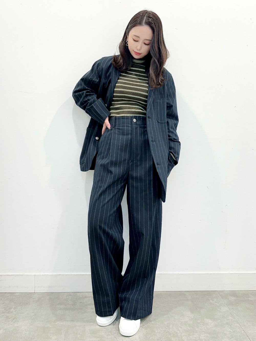 カバーオール(ストライプ) beautiful people (セットアップ可能)、裏