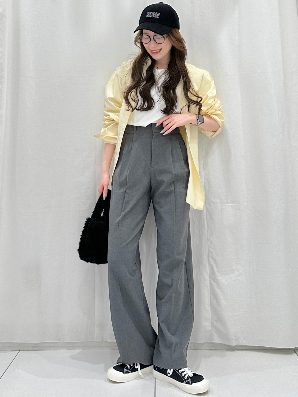 ワッフルニットプルオーバー(長袖) beautiful people、タックワイド