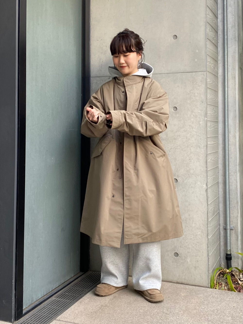 ジャンプスーツ、ウィンドプルーフ2WAYコート」の着用コーディネート
