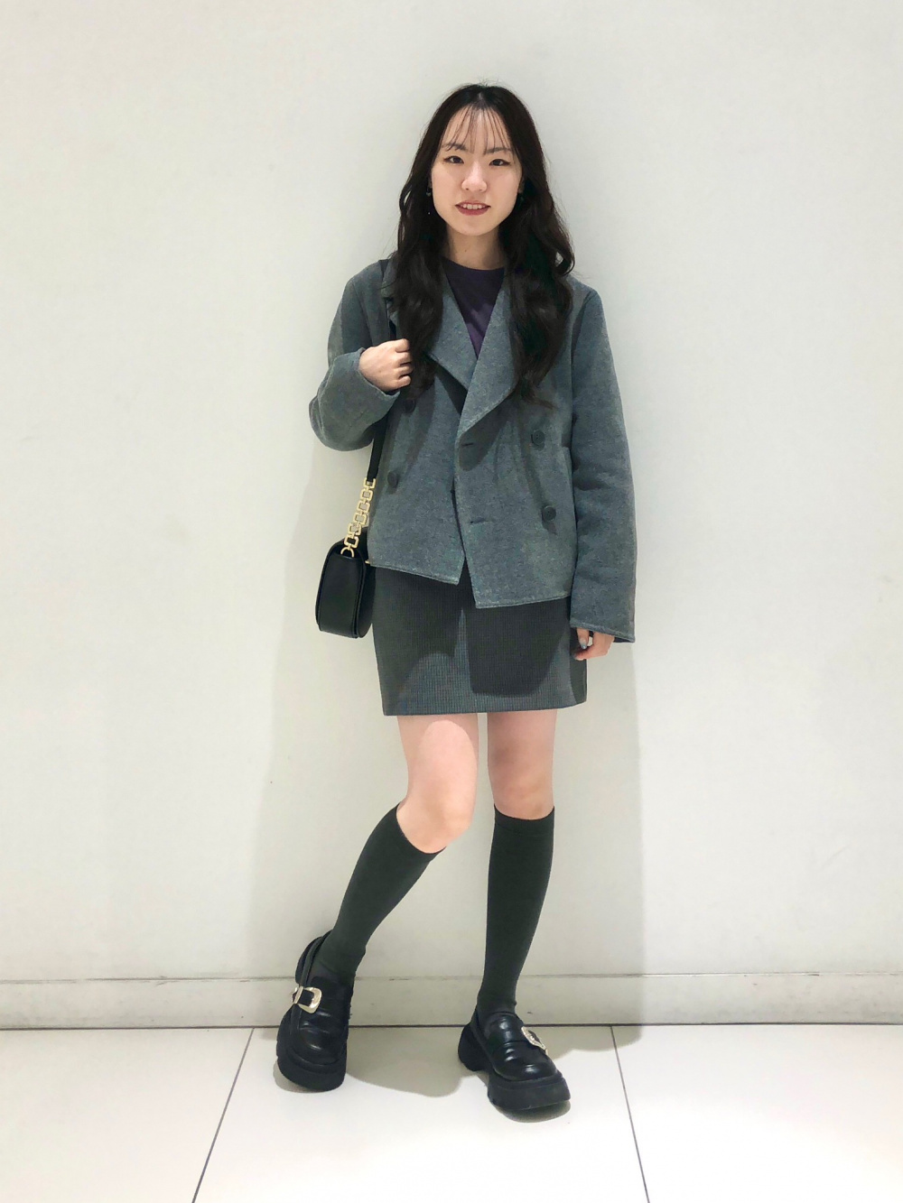 ソフトニットフリースクルーネックT、ダブルフェイスショートコート