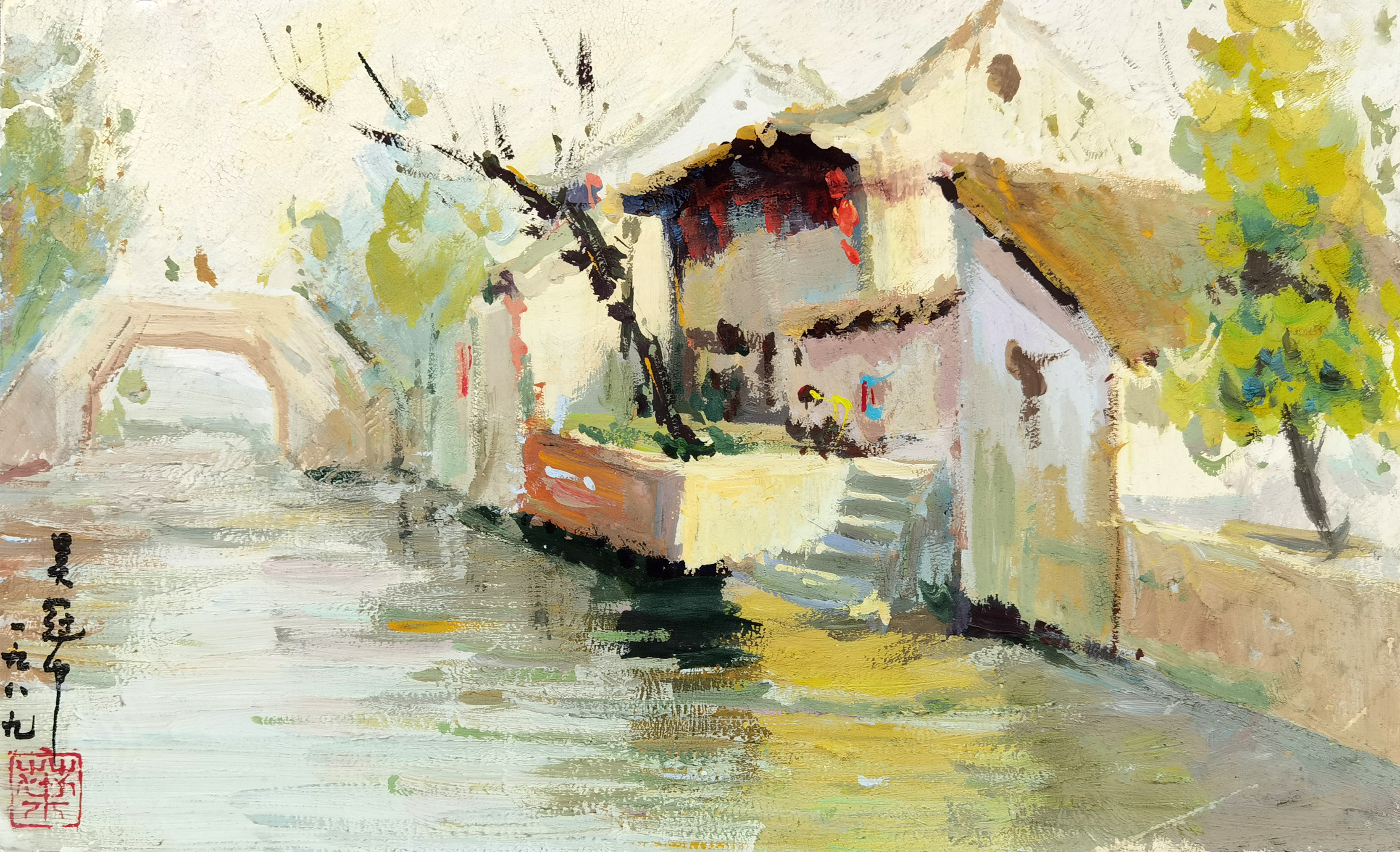 吴冠中油画水乡收藏资讯|艺术家|书画家|书画名人|书法家-中华收藏网