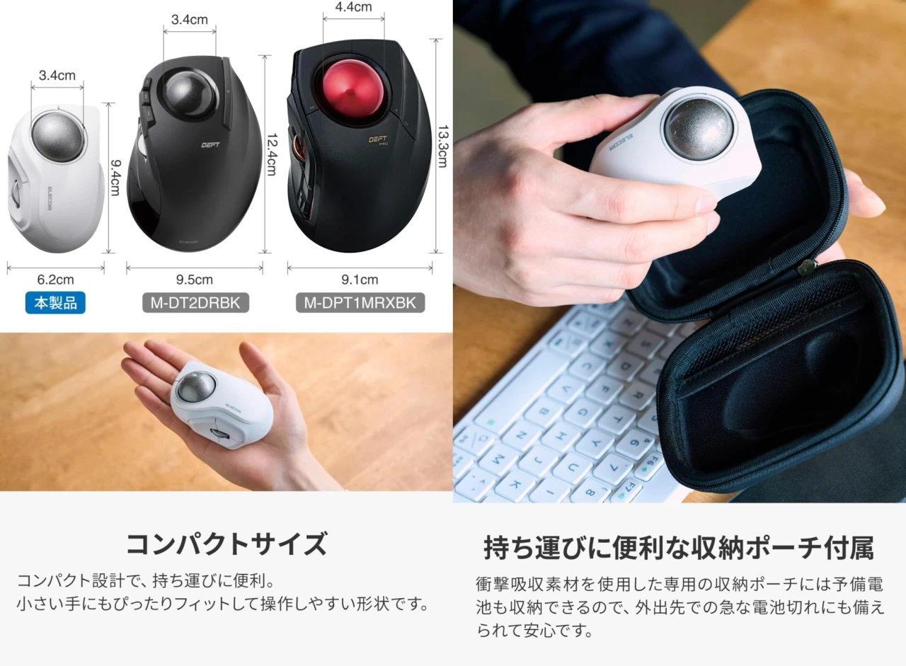 エレコム史上最もコンパクトな人差し指操作タイプの「bitra USB無線