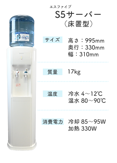 S5／S5-TXウォーターサーバーについて | 「アピュアRO水」の自動販売機