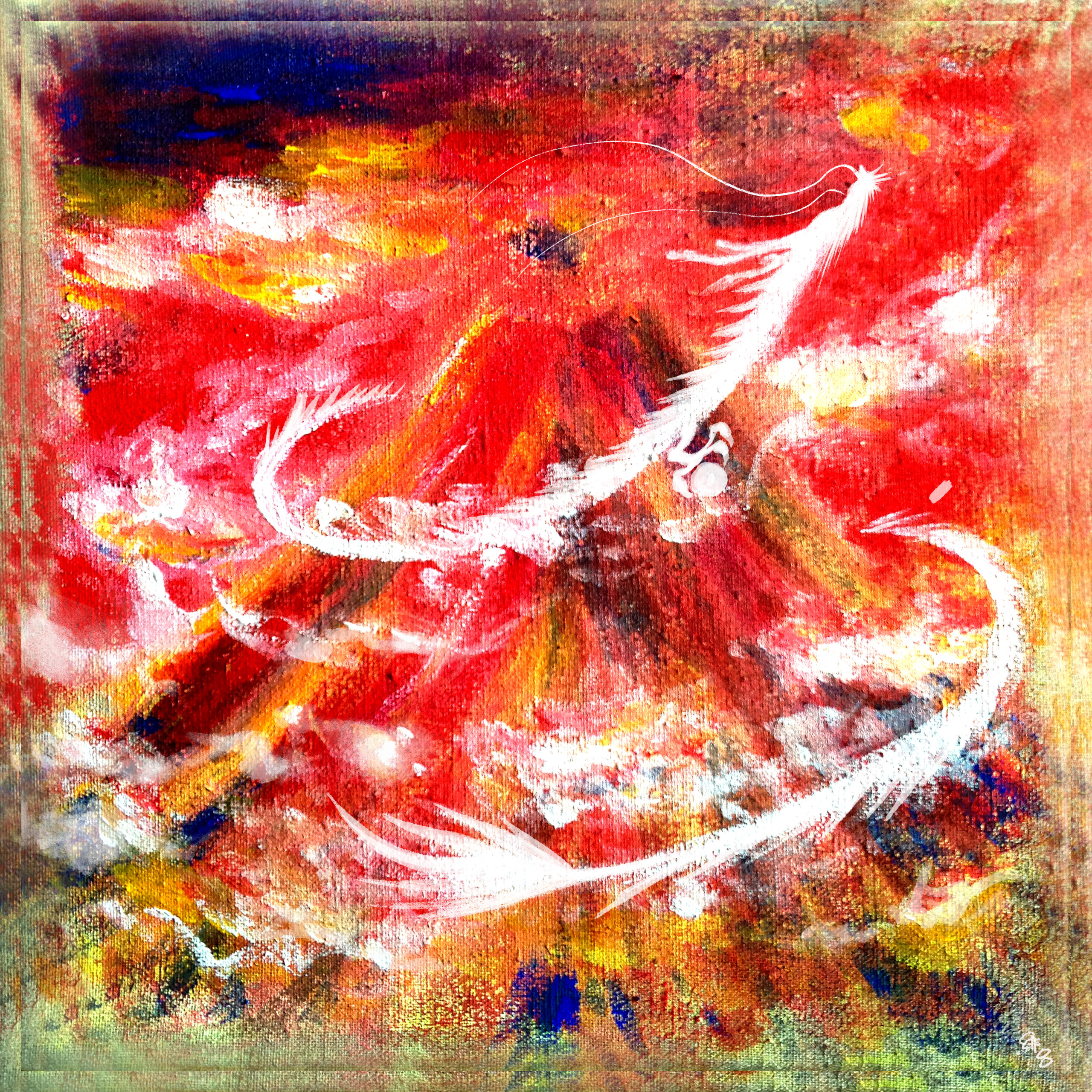 赤富士と白龍 | 神龍画家 川口緋呂 公式サイト