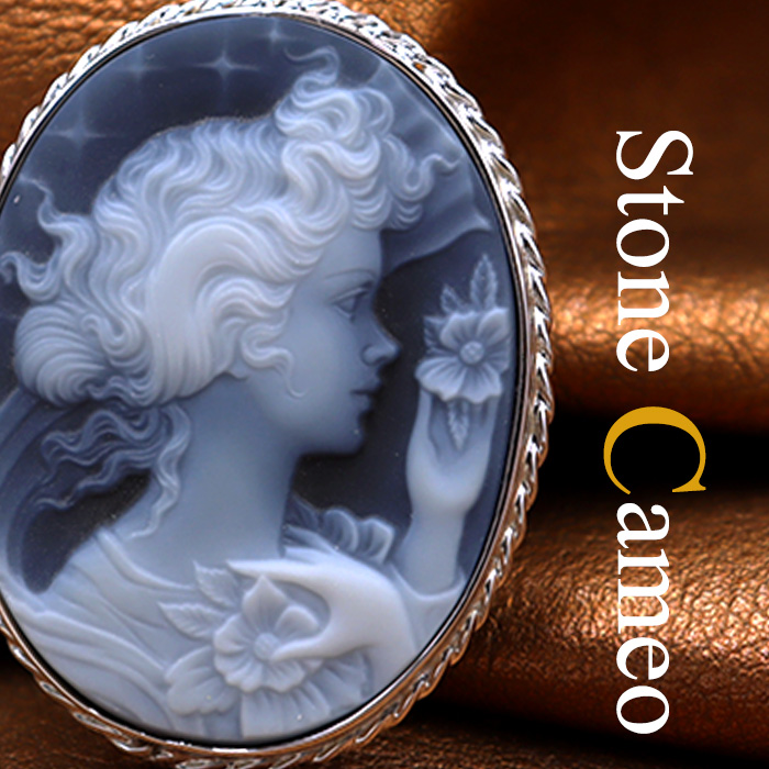 女性像の図柄のメノウカメオブローチ＆ネックレス製品のご紹介