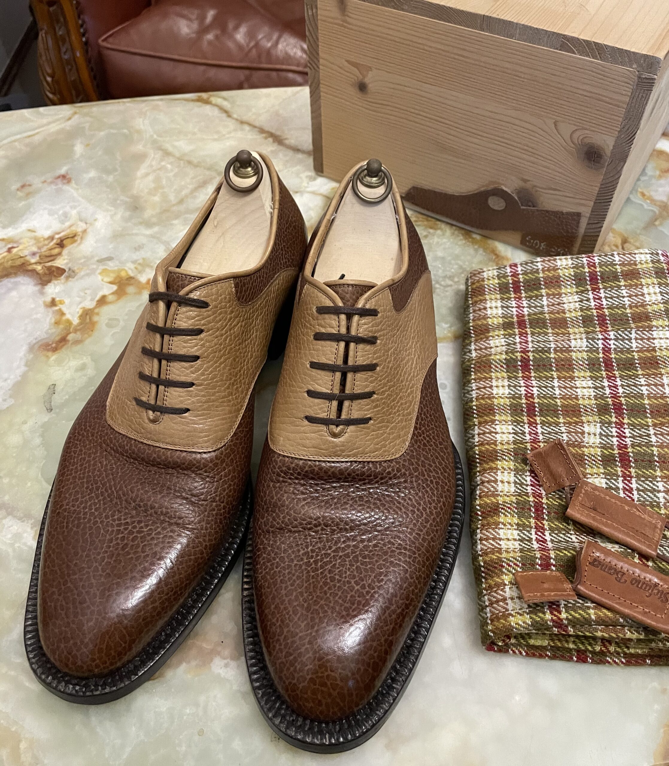 ステファノベーメル STEFANO BEMER】名作シボ革コンビ内羽根サドル