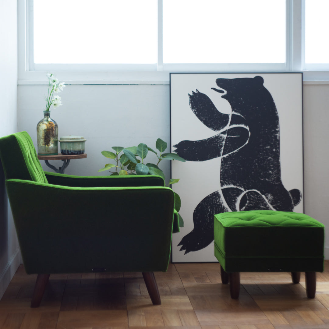 カリモク60｜オットマン｜モケットグリーン×ウォールナット – arukurashi