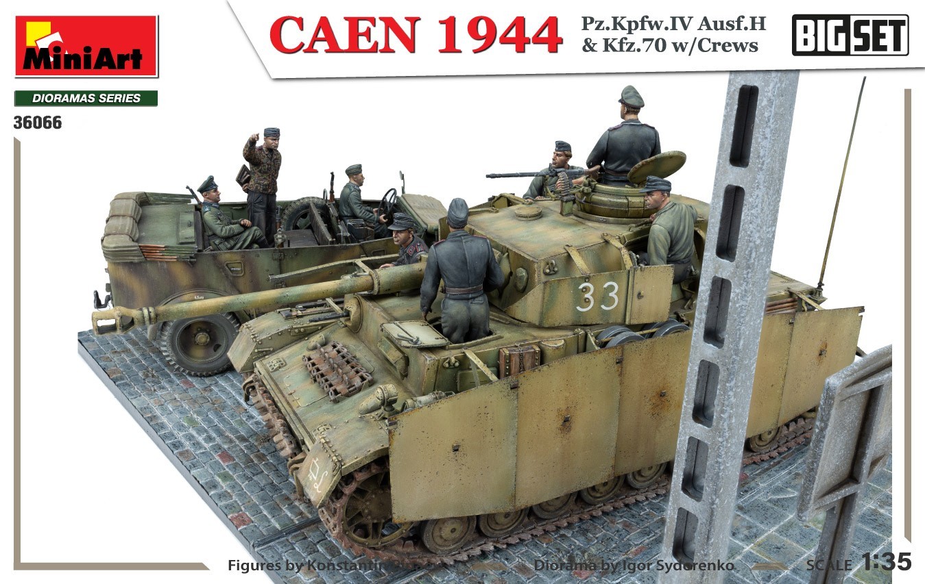 36066 CAEN 1944 Pz.Kpfw.IV Ausf.H & Kfz.70 w/CREWS. BIG SET