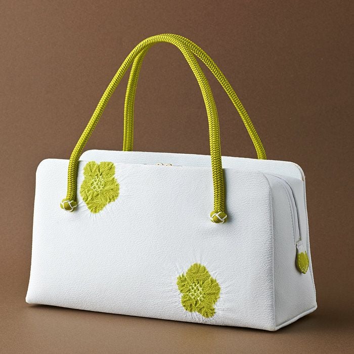 小田巻飾り 輪出し梅絞り 利休バッグ《 黄 》 ハンドバッグ 鹿の子絞り