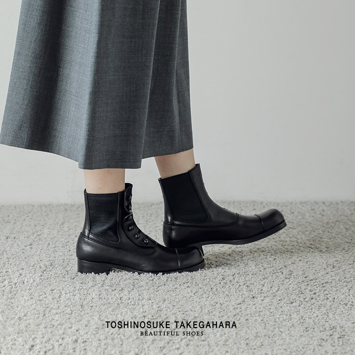 BEAUTIFUL SHOES ビューティフルシューズ レザー ボタンド サイドゴア