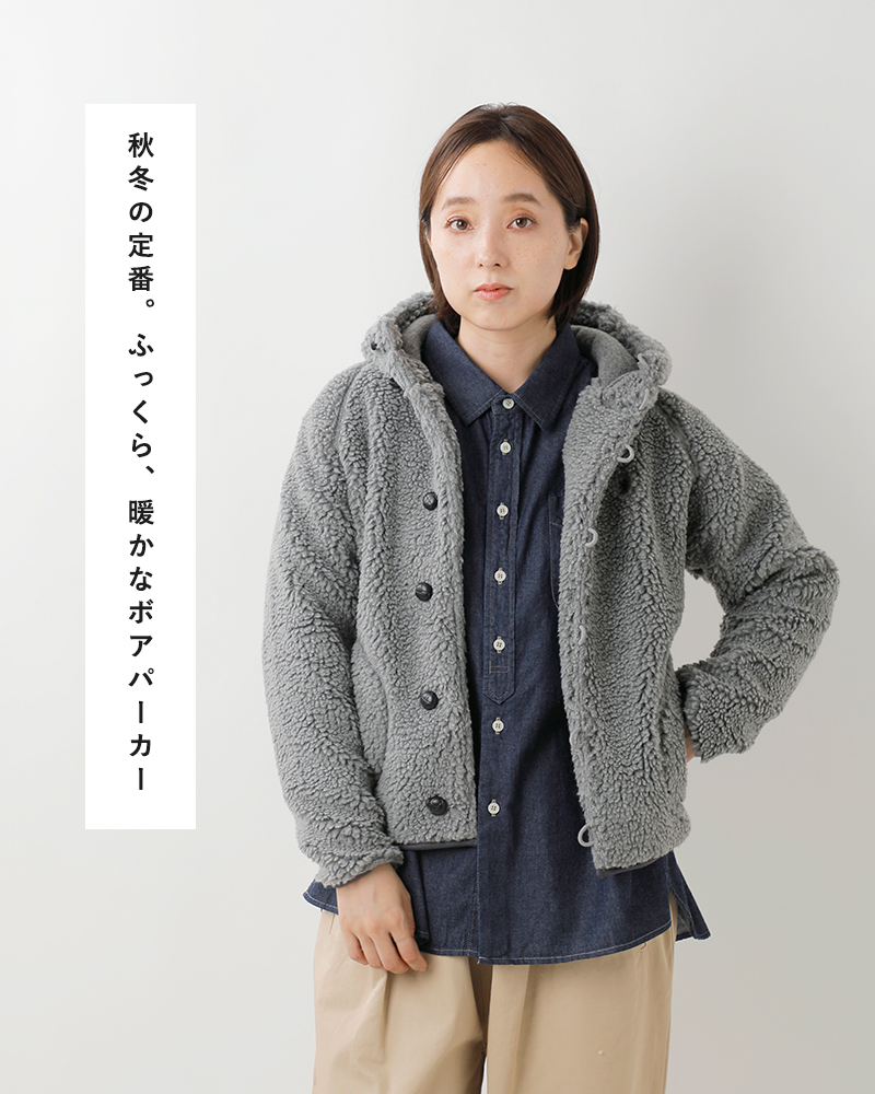 Gymphlex ジムフレックス くるみボタン ボア フーデッド ジャケット j