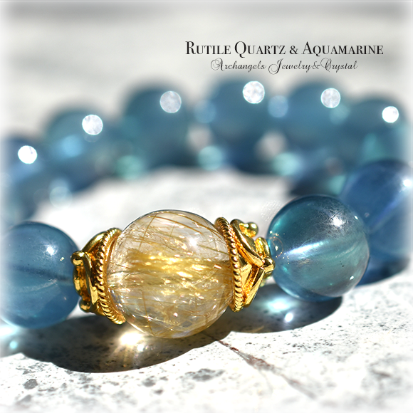 ジュエル・ブレス 「青龍・金脈」ルチルクォーツ*アクアマリン
