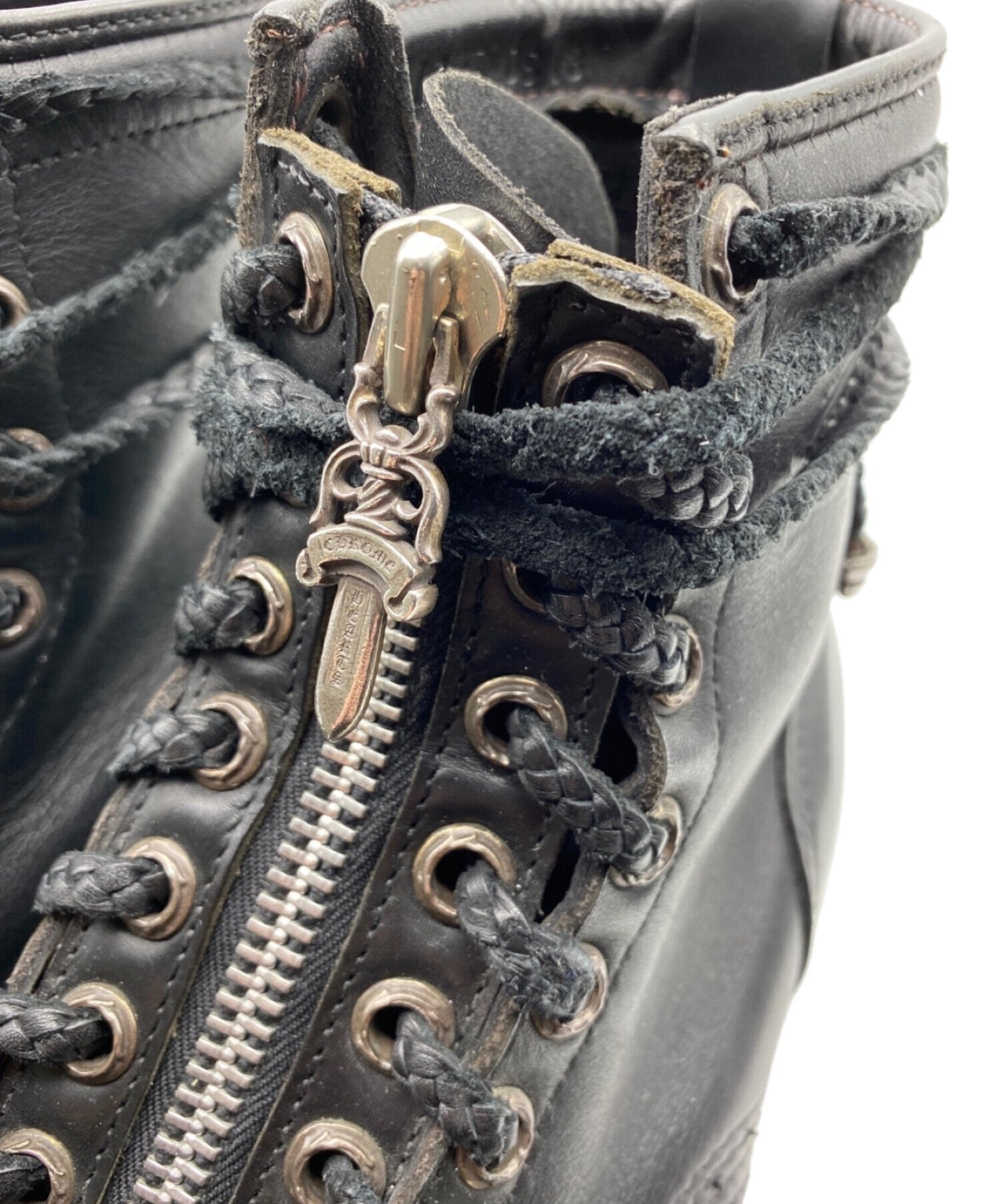 Pre-owned] CHROME HEARTS×WESCO Fireman Center Dagger Zip Lace-Up