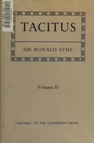 洋書 Tacitus (2 volumes) by Ronald SYME Tacitus 2 vols. | Ronald