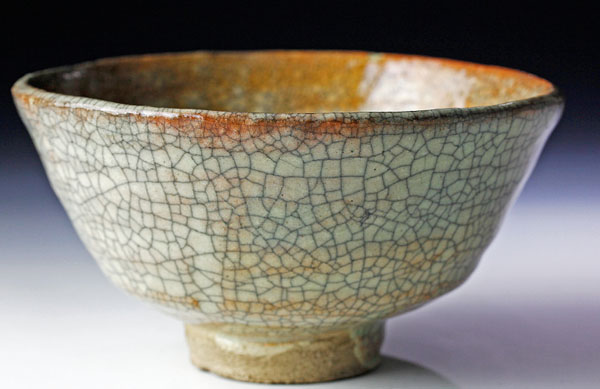 古美味】十代楽吉左衛門(旦入)造 而妙斎書付 香炉釉 井戸形茶碗 銘 道