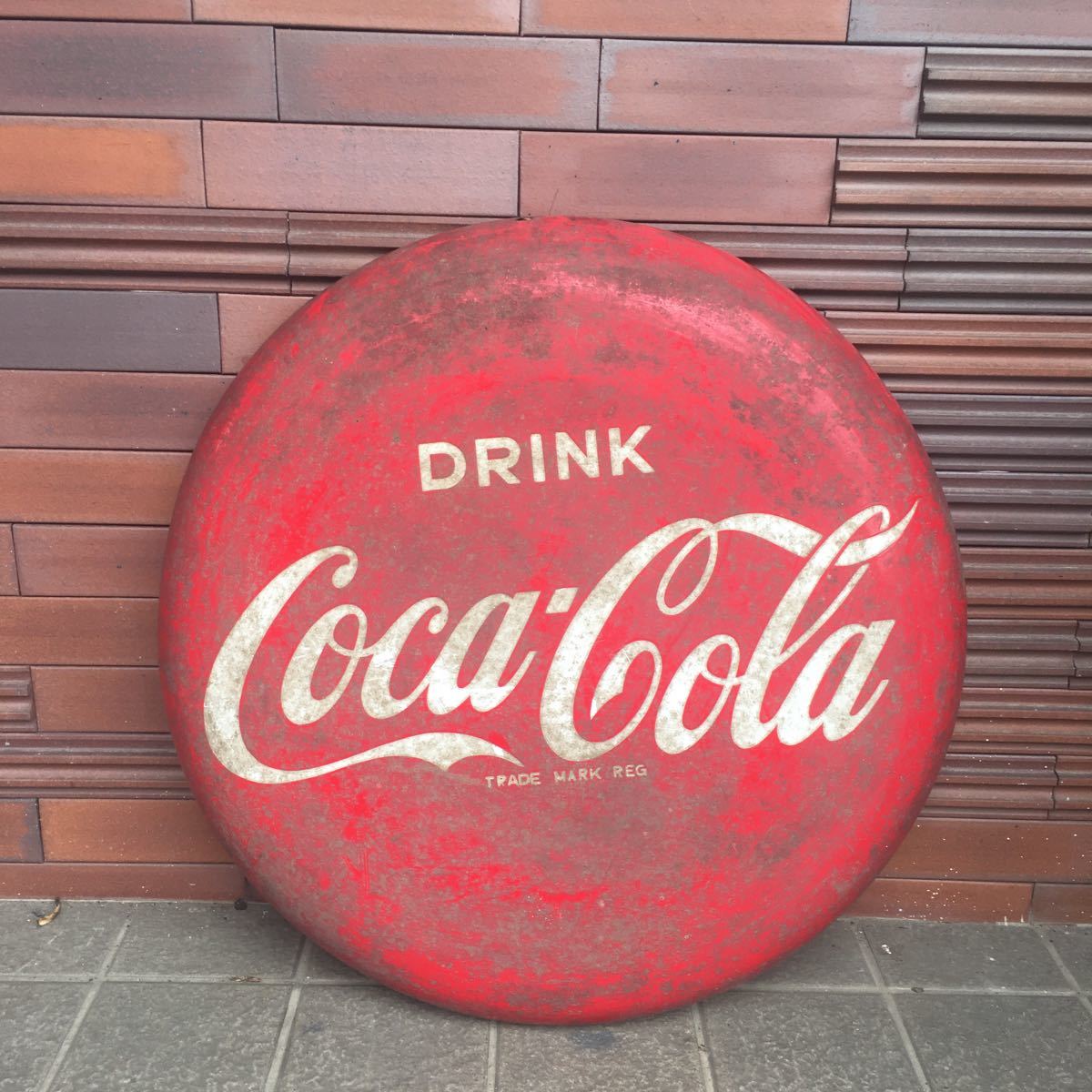 DRINK Coca Cola ドリンク コカコーラ コカ コーラ 琺瑯看板 ボタン型