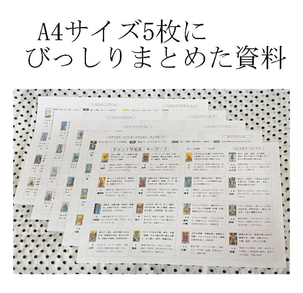 タロットカード 意味キーワード一覧表早見表 オリジナルテキスト教材