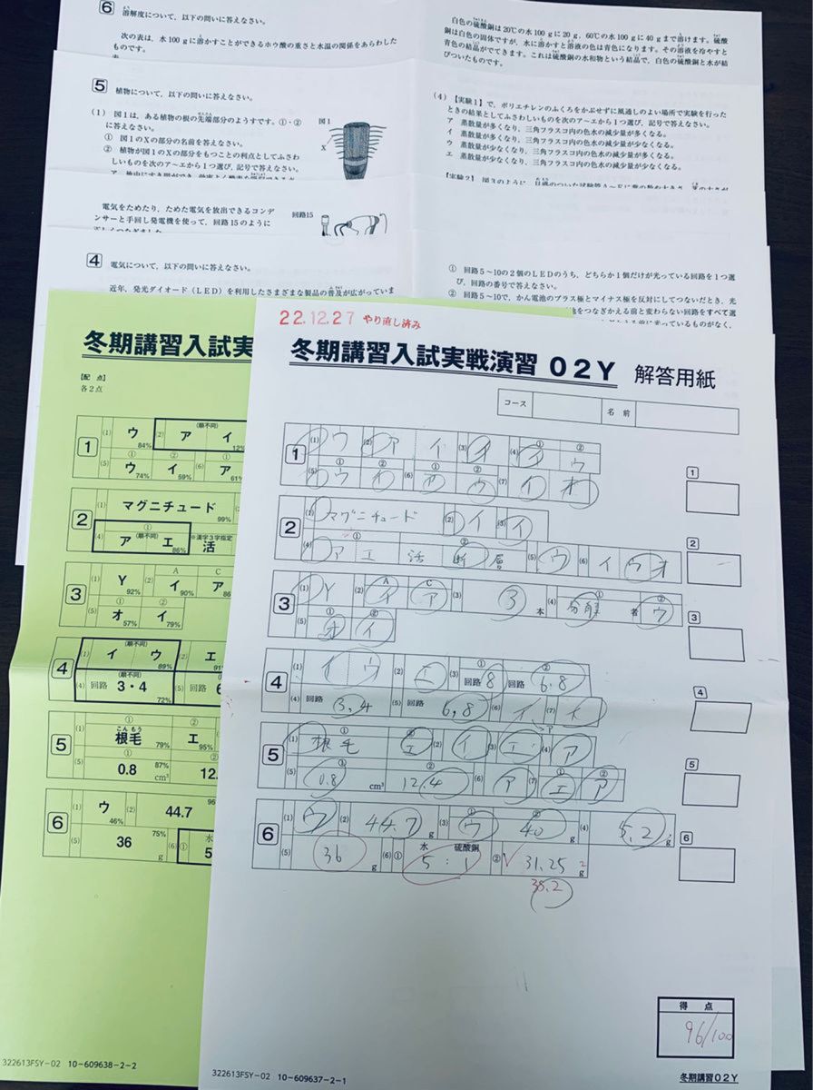 サピックス SAPIX 小学6年 理科 冬期講習入試実戦演習01Y〜04Y 4セット