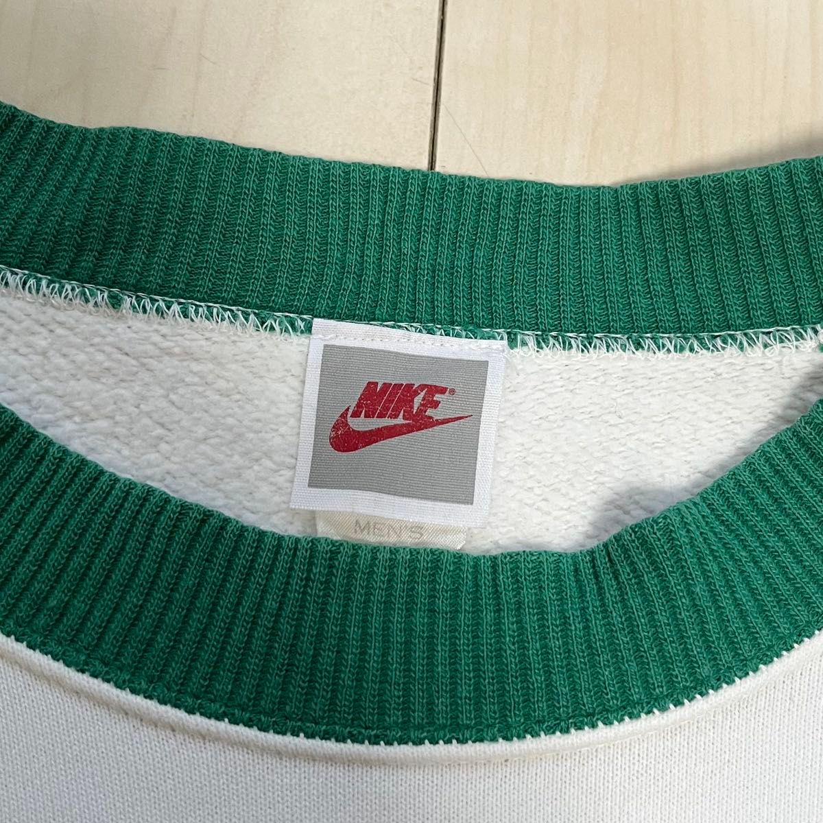90s 銀タグ NIKE ナイキ ロゴスウェット トレーナー ラグラン 緑白 M