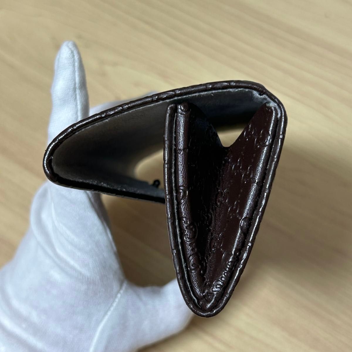 GUCCI グッチ メガネケース シマ サングラスケース レザー 革 濃茶