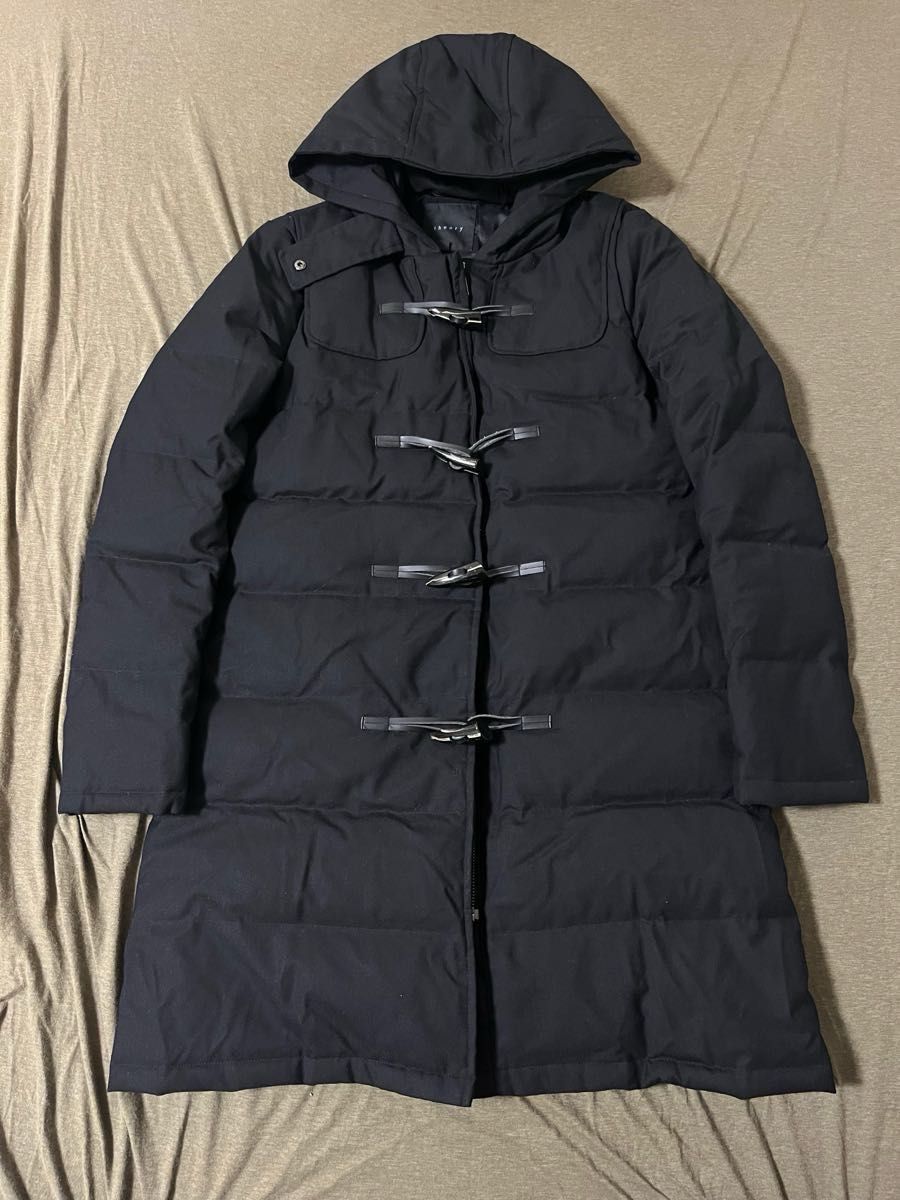 美品 theory セオリー ダウンコート ダッフルフード付き ブラック S