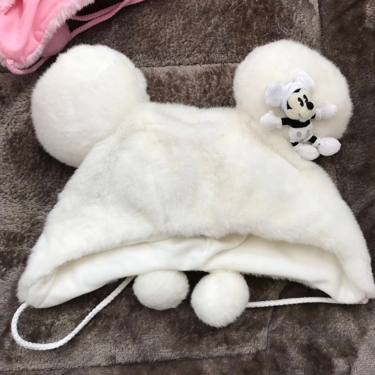 ディズニー ファンキャップ 被り物 ミニー 白 ホワイト ピンク