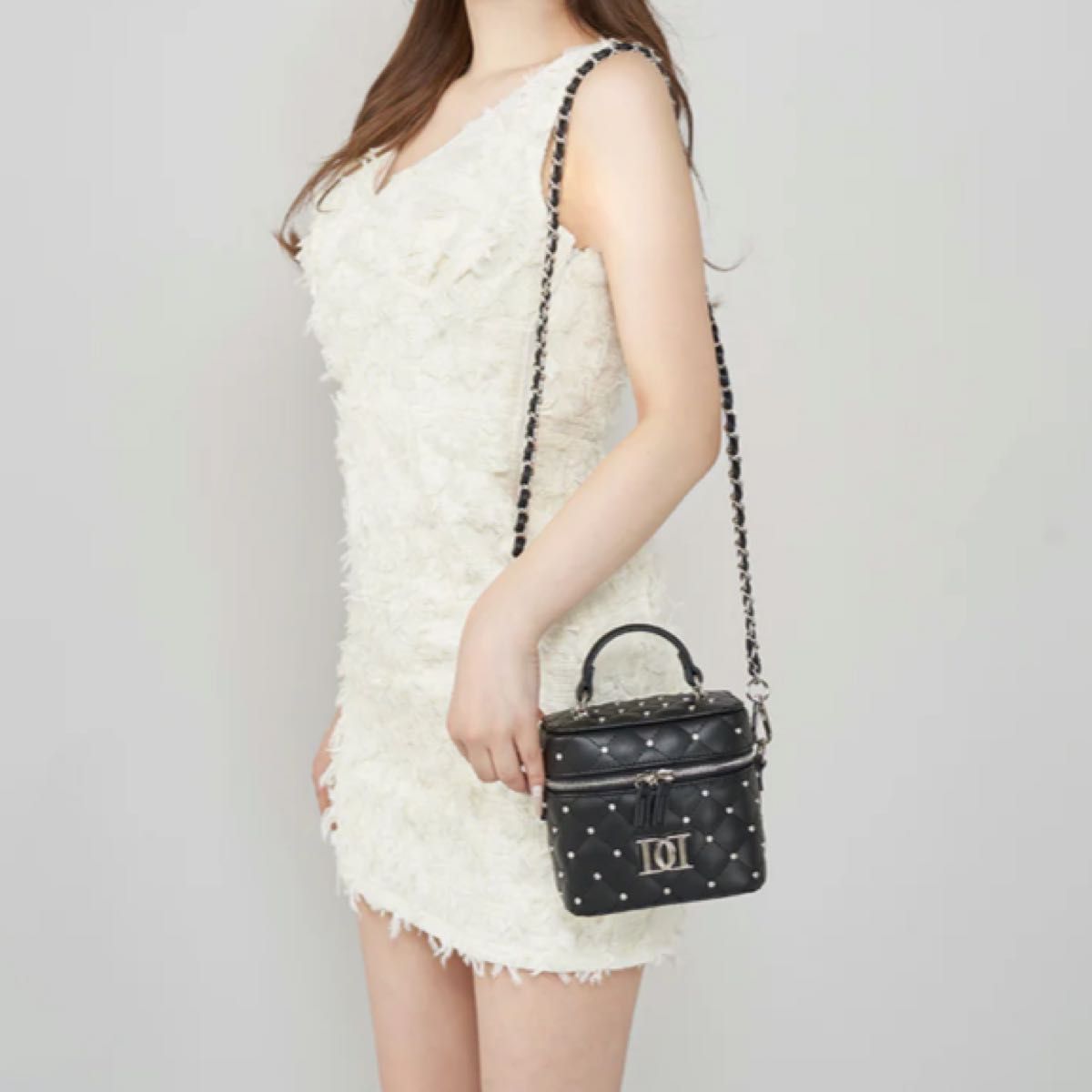 Darich ダーリッチ キルティングビジュースクエアミニバッグ BLK