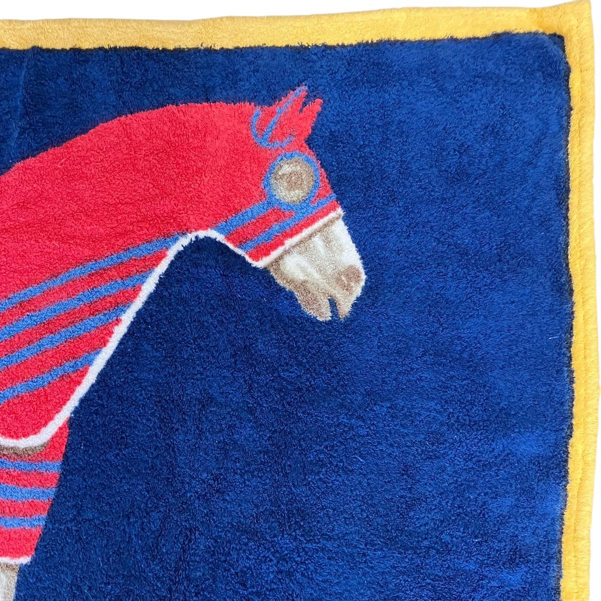 エルメス HERMES ビーチタオル 馬 シュヴァル ネイビー バスタオル