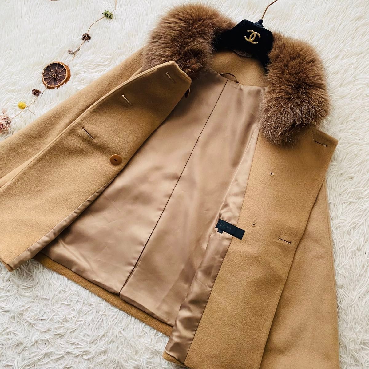 極美品 ANAYI アナイ ブルーフォックスファー リアルファー 毛皮 2way