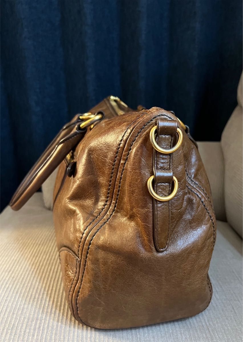 正規品 PRADA プラダ ヴィンテージ レザー ショルダー トートバッグ